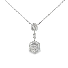 18k White Gold 1.42ct G VS2 Round Diamond Drop Necklace