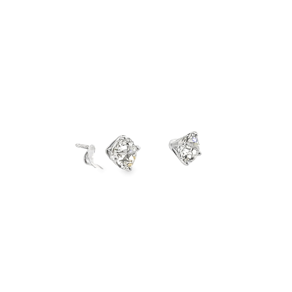 14k White Gold 1.83ct I VS2 Round Old Mine Cut Stud Earrings