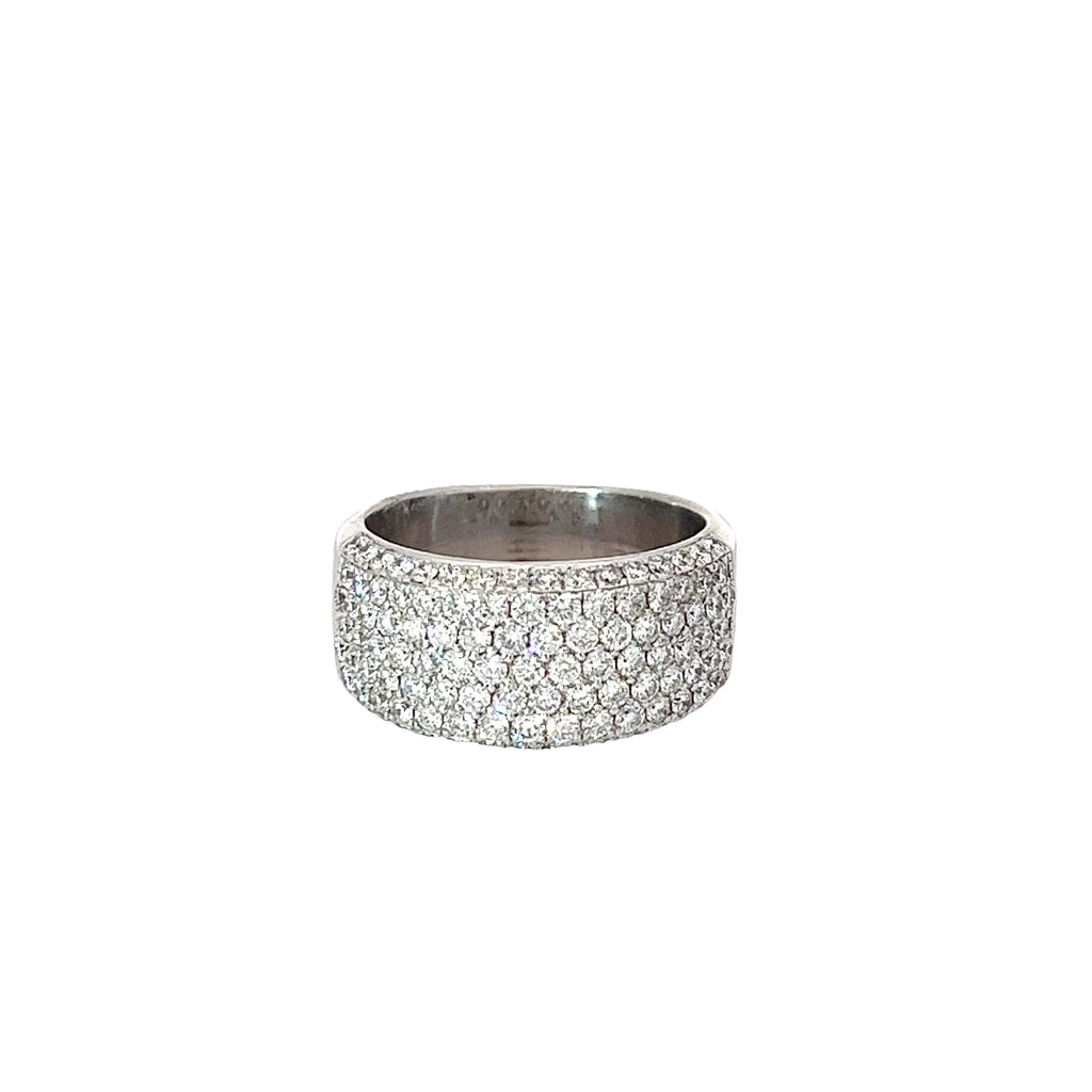 14k White Gold F VS2 5 Row Diamond Side Set Ring Size 8