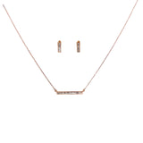 Ladies 14k Rose Gold or white gold Diamond Bar Necklace and Earring Set