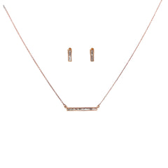 14k Rose Gold 1.00ct G VS2 Baguette Diamond Bar Necklace and Earring Set