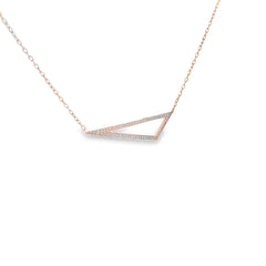 14k Rose Gold .18ct G SI1 Round Diamond Triangle Necklace