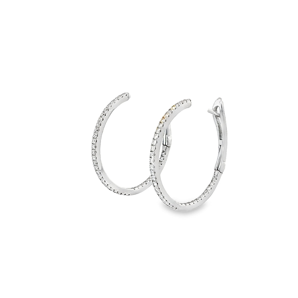 14k White Gold .50ct G VS2 Round Diamond Inside/Out Hoop Earrings
