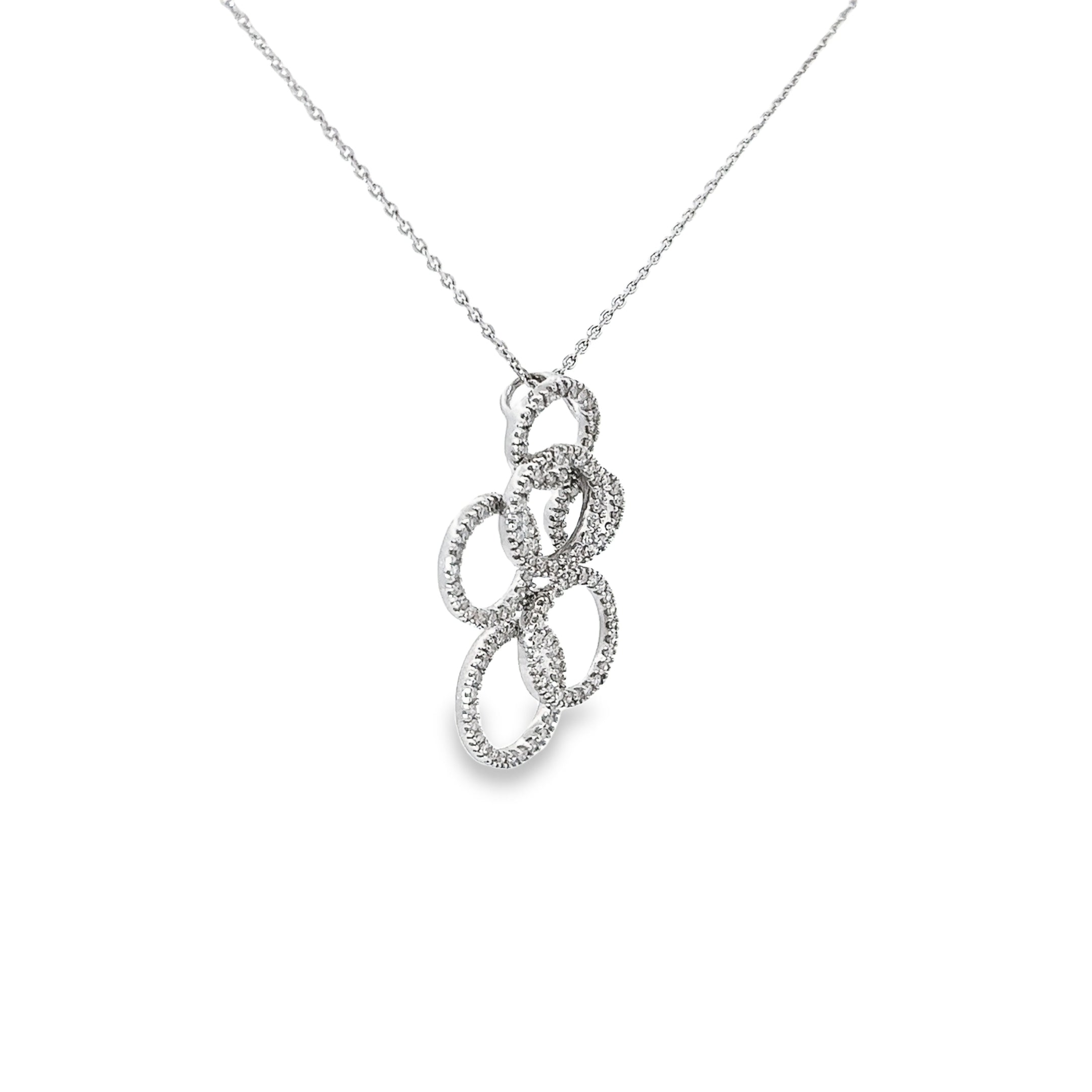 14k White Gold .58ct H SI1 Round Diamond Bubble Necklace