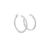 14k White Gold .50ct GVS2 Round Diamond Inside/Outside Hoop Earrings