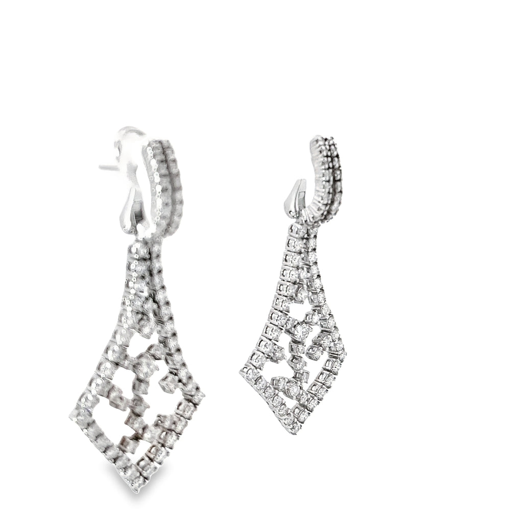 18k White Gold 3.55ct F VS2 Round Diamond Chandelier Earrings