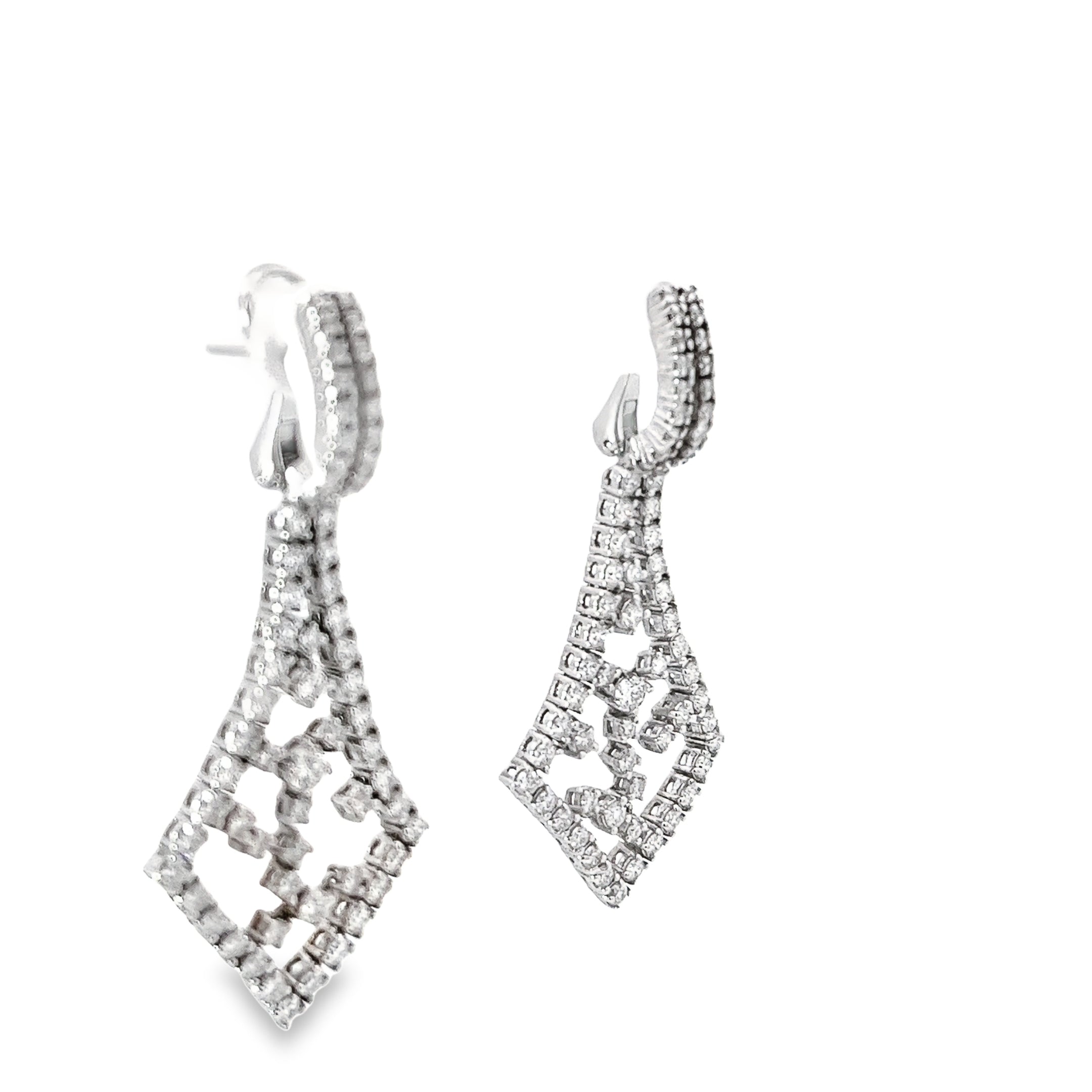 18k White Gold 3.55ct F VS2 Round Diamond Chandelier Earrings