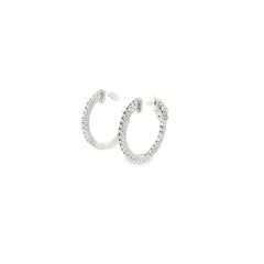 14k White Gold .75ct H VS2 Round  Diamond Hoop Earrings