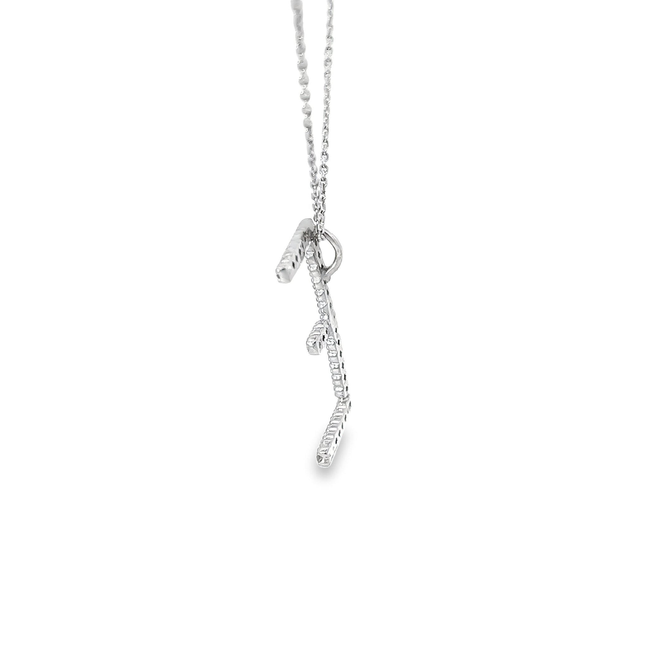 14k White Gold .35ct G SI1 Round Diamond Initial E Pendant