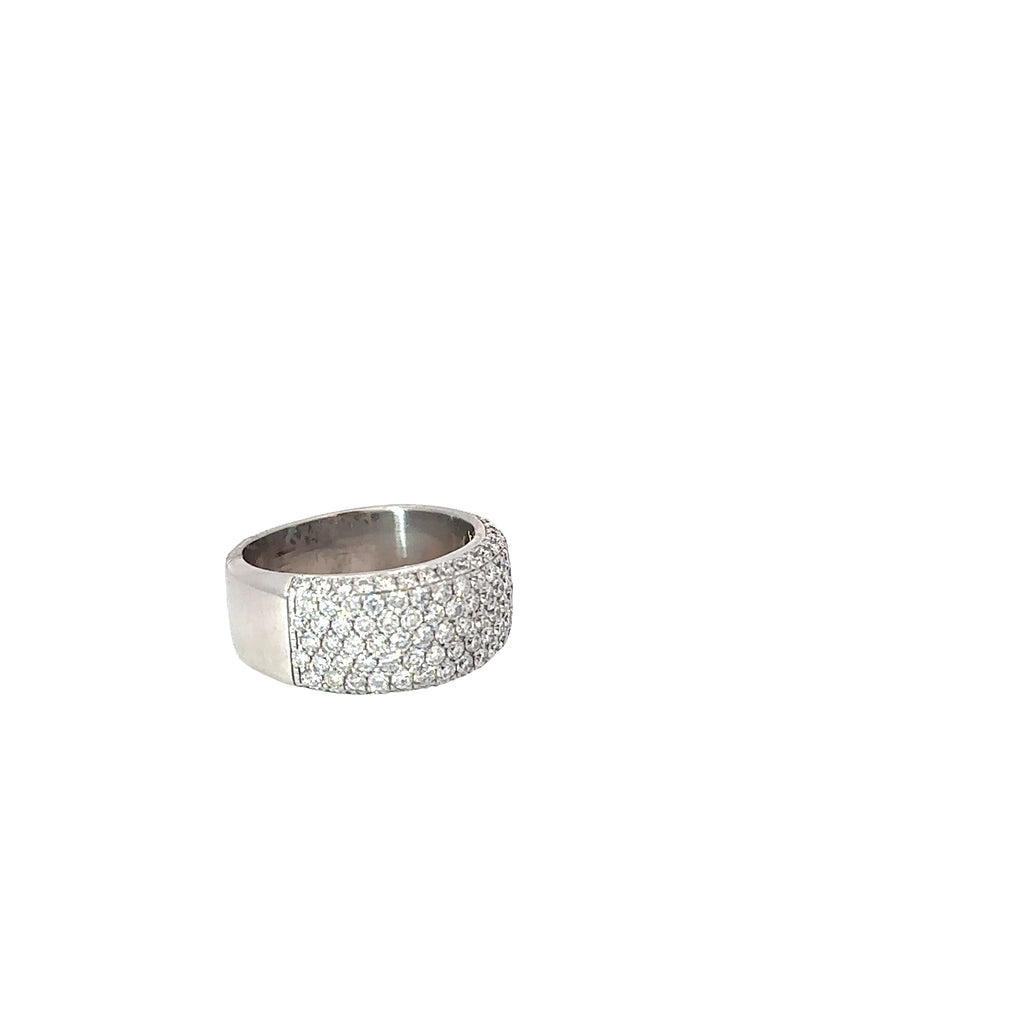 14k White Gold F VS2 5 Row Diamond Side Set Ring Size 8
