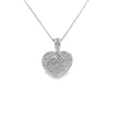 18k White Gold 2.00ct F VS2 Round Diamond Pave Puffed Heart Necklace