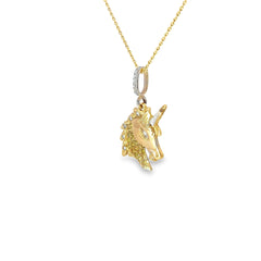 14k Two Toned .52ct Round and Baguette Diamond Unicorn Necklace