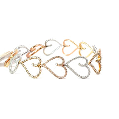 14K TRI-COLOR 3.00CT H SI2 ROUND DIAMOND HEART BRACELET