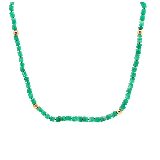 18k Yellow Gold 100ct Row Emerald Polished 20" 5mm Unisex Necklace