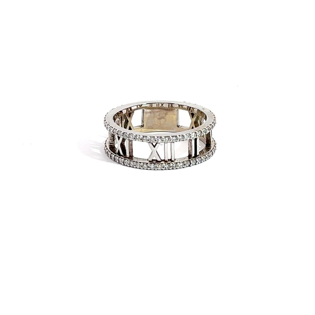 18k White Gold .85ct G SI1 Round Diamond Roman Numeral Ring