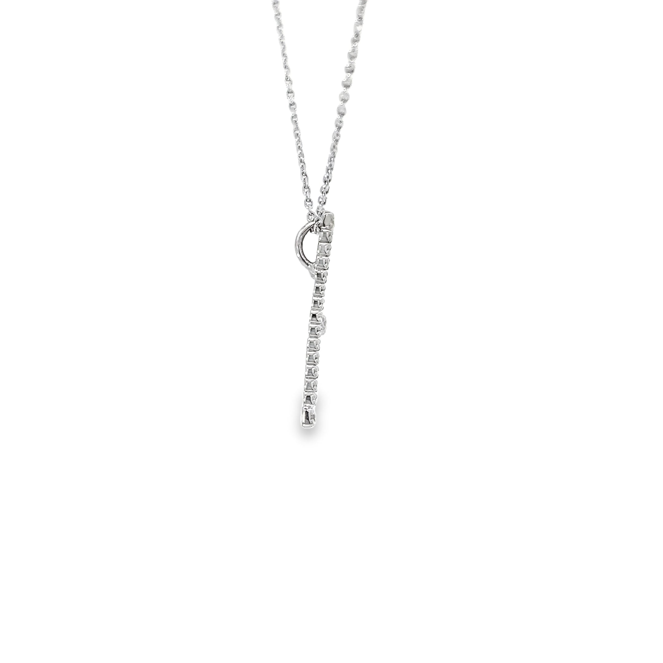 14k White Gold .35ct G SI1 Round Diamond Initial E Pendant