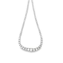 14k White Gold 5.25ct G VS2 Round Diamond Graduating Riviera Diamond Necklace