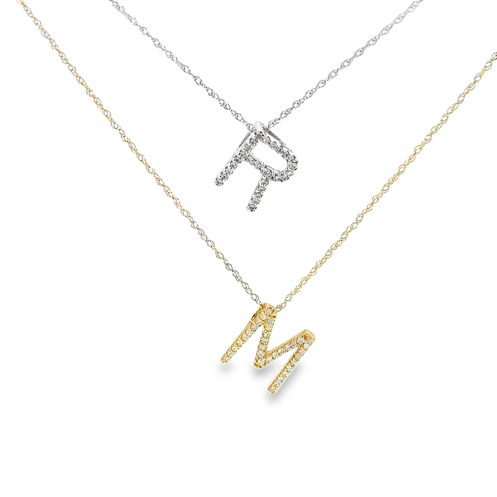 14k White Gold  .20ct G SI1 Diamond Initial Pendant