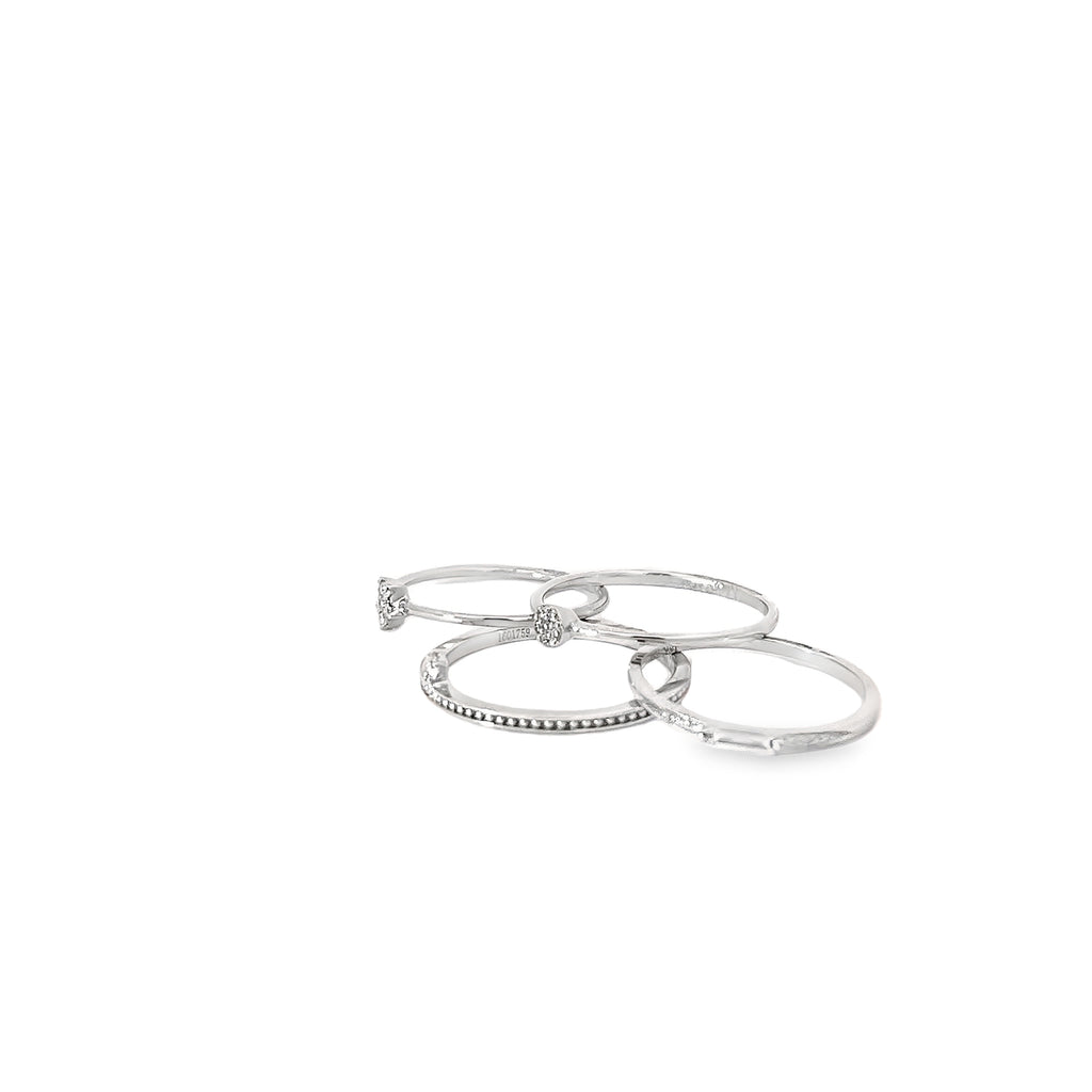 18k white gold .10ct G VS2 Round diamond stackable ring