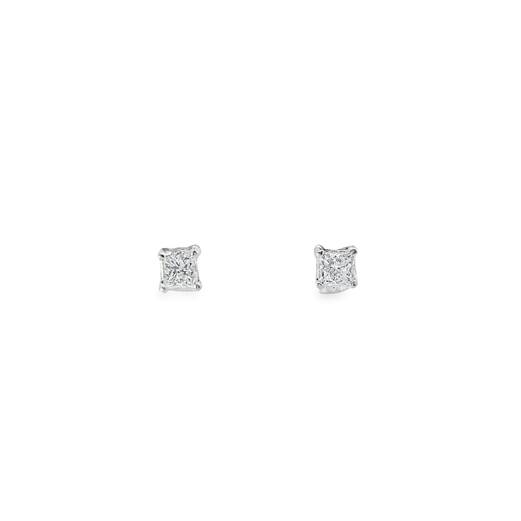 14k White Gold .75CT G VS2 Princess Cut Diamond Stud earrings