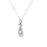 Ladies 14k Two Toned Champagne and white Diamond necklace