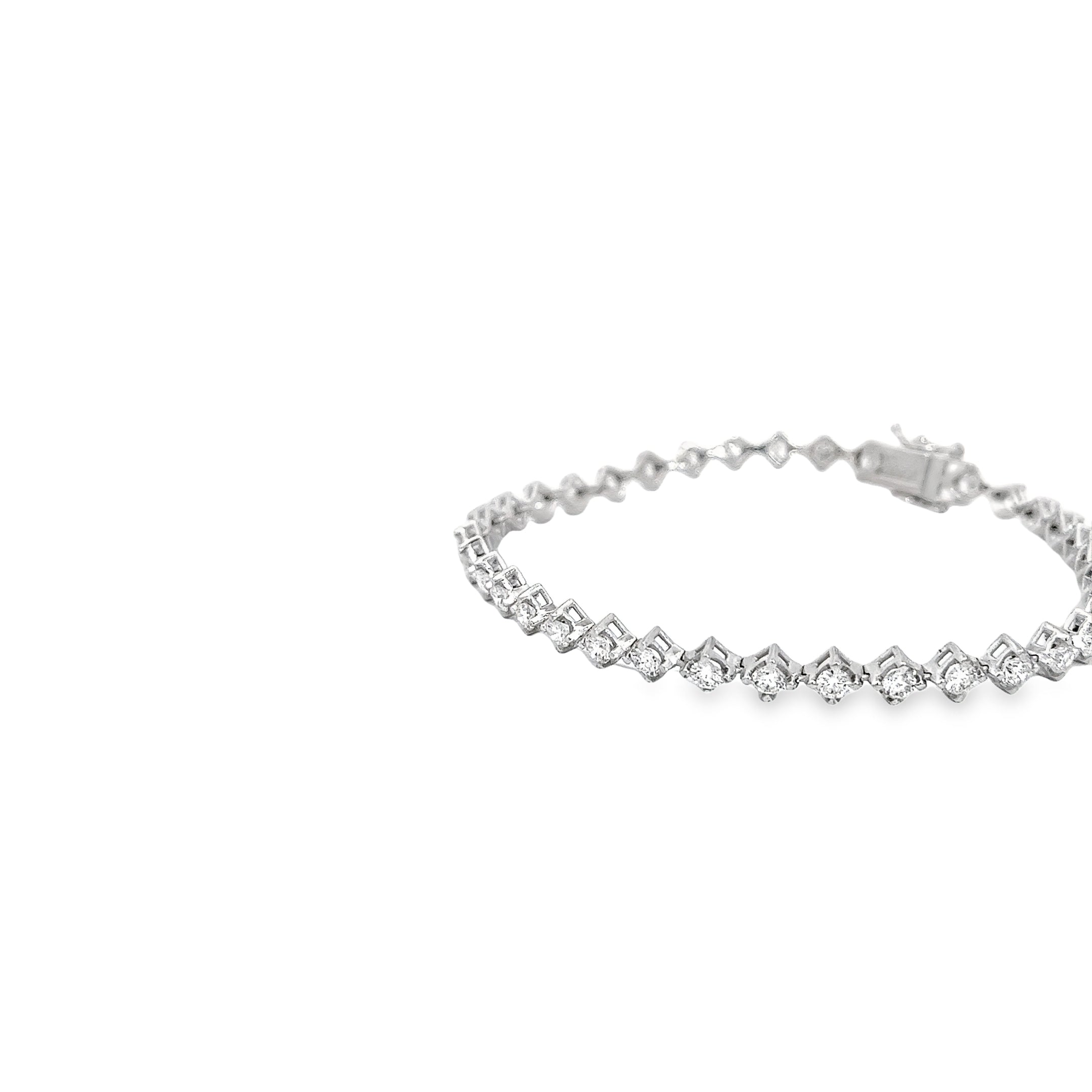 14k white gold 3.00ct G VS2 Round Diamond Tennis Bracelet