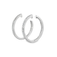 14k White Gold 1.25ct G SI1 Round Diamond Hoop Earrings