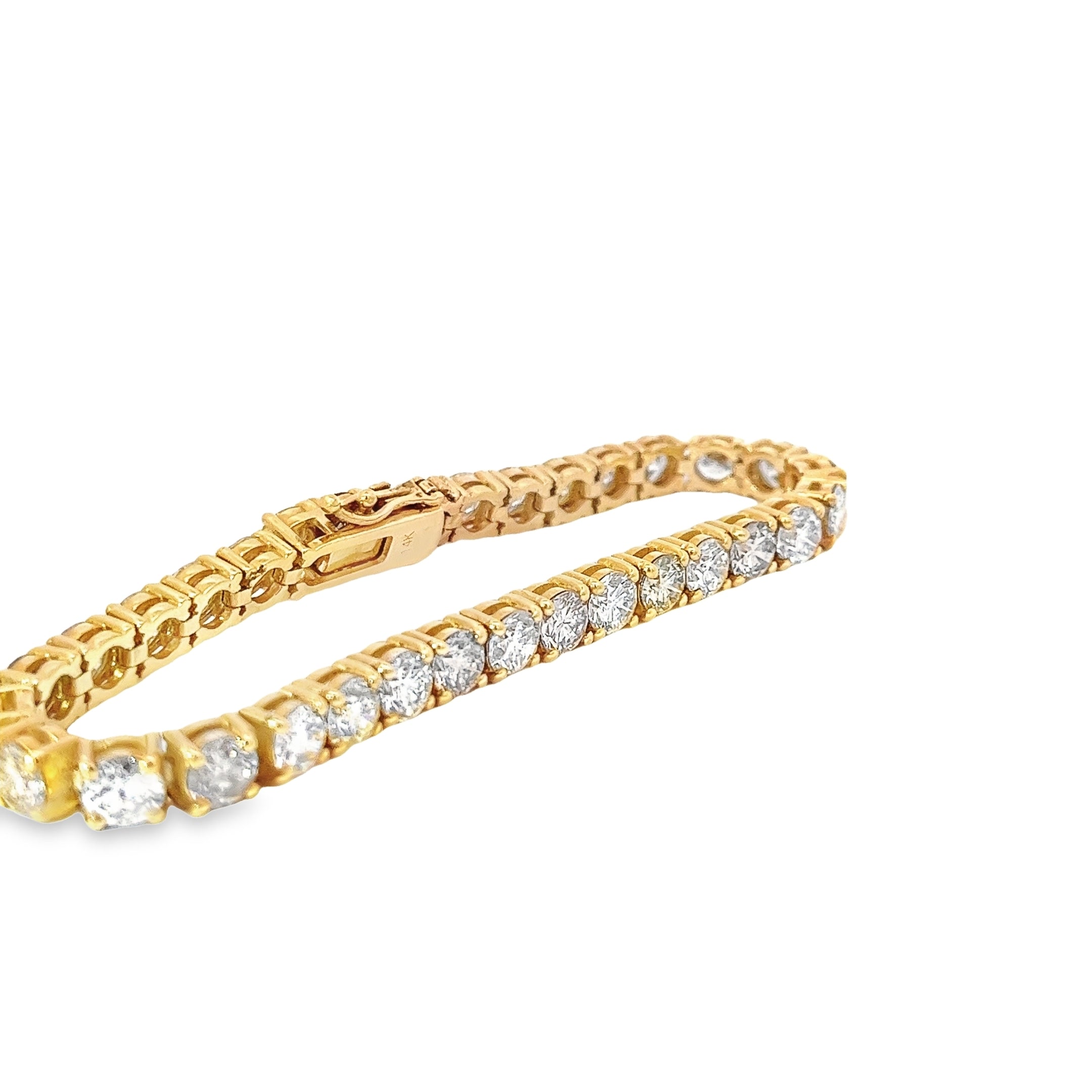 Ladies 14k Yellow Gold Diamond Tennis Bracelet