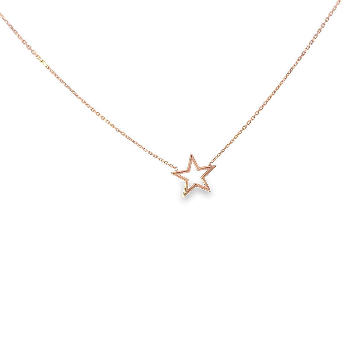 Ladies 14k Rose Gold adjustable star necklace