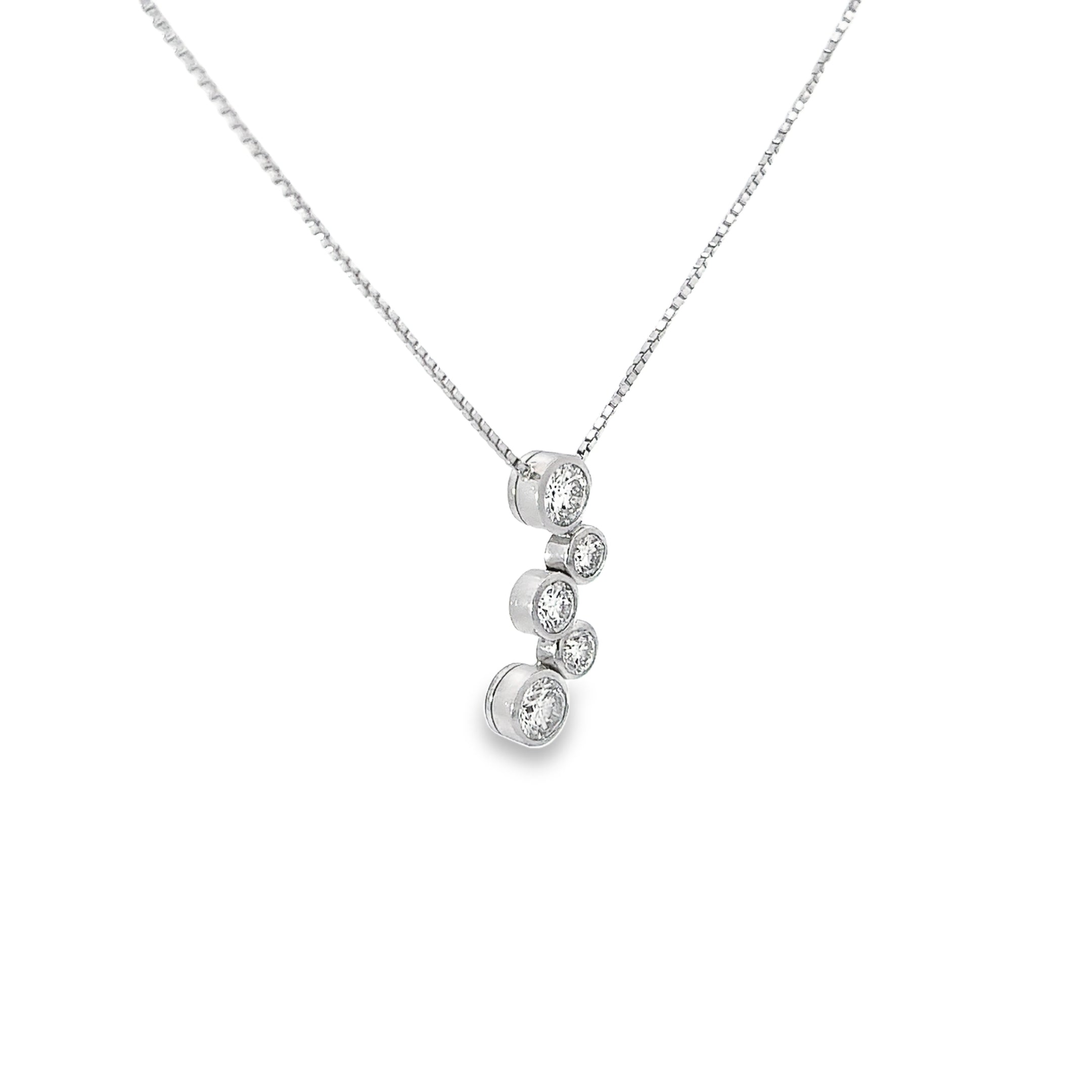 Platinum 1.00ct G SI1 Round Diamond Bubble Necklace
