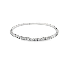 14k White Gold 3.00ct G VS2 Round Diamond Flex Bangle Bracelet