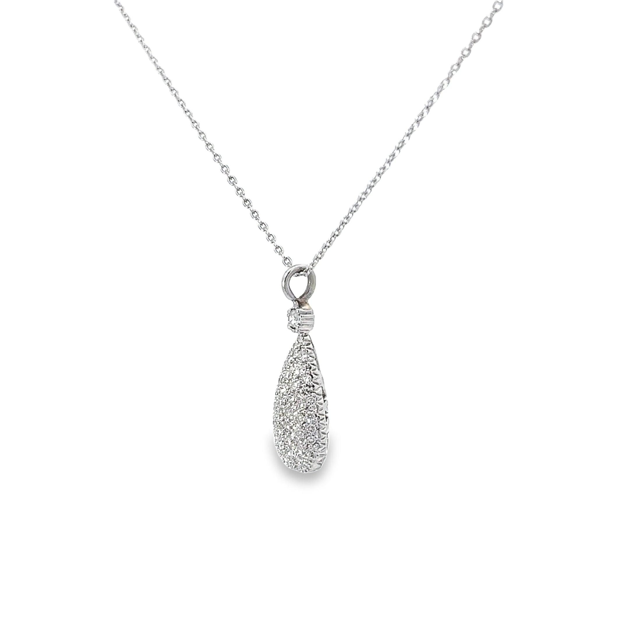 Ladies 18k White Gold Diamond Pave necklace