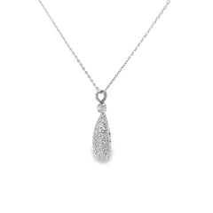 18k White Gold .65ct F VS2 Round Diamond Pave Necklace