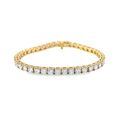 14k Yellow Gold 10.10ct F VS2 Round Diamond Tennis Bracelet