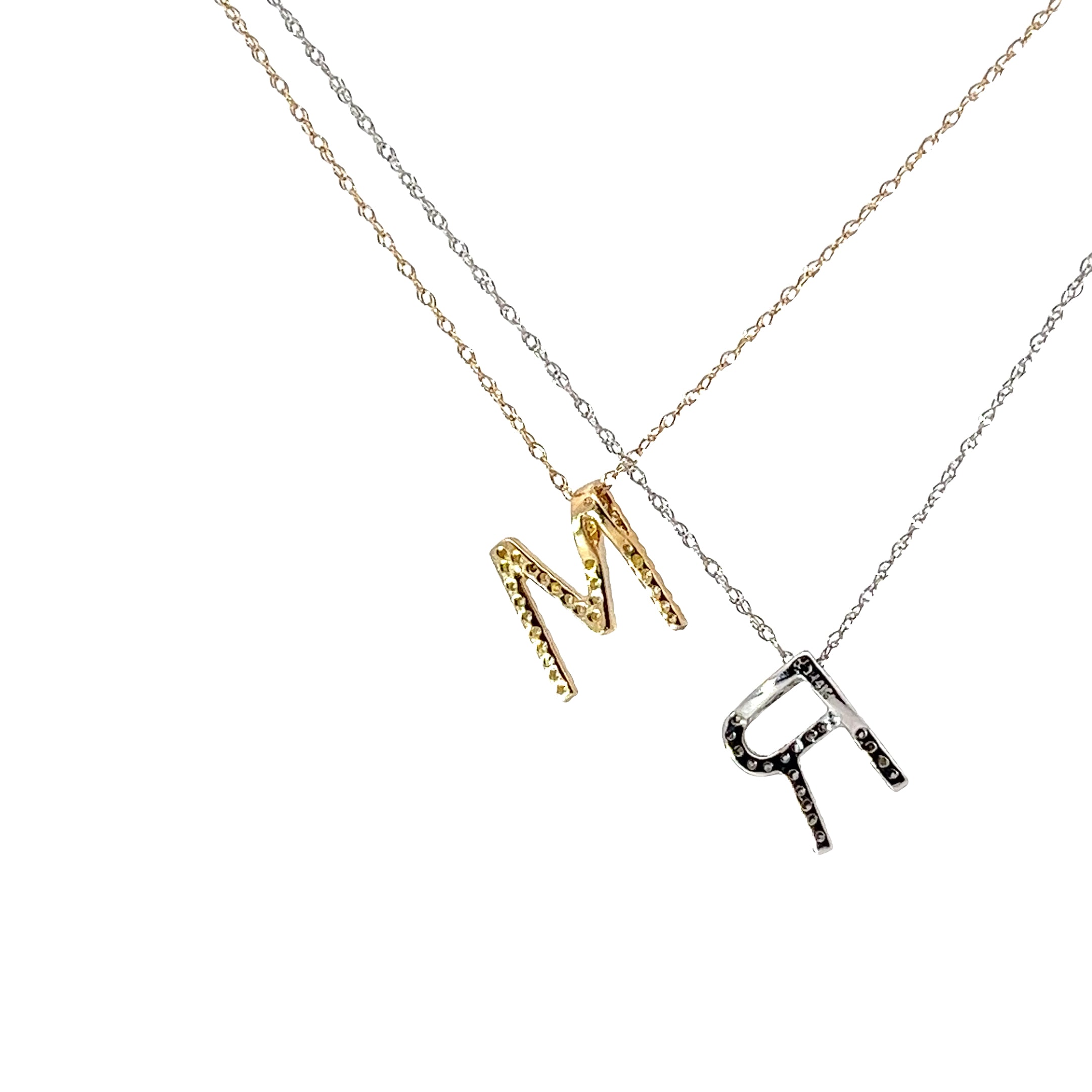14k White Gold  .20ct G SI1 Diamond Initial Pendant