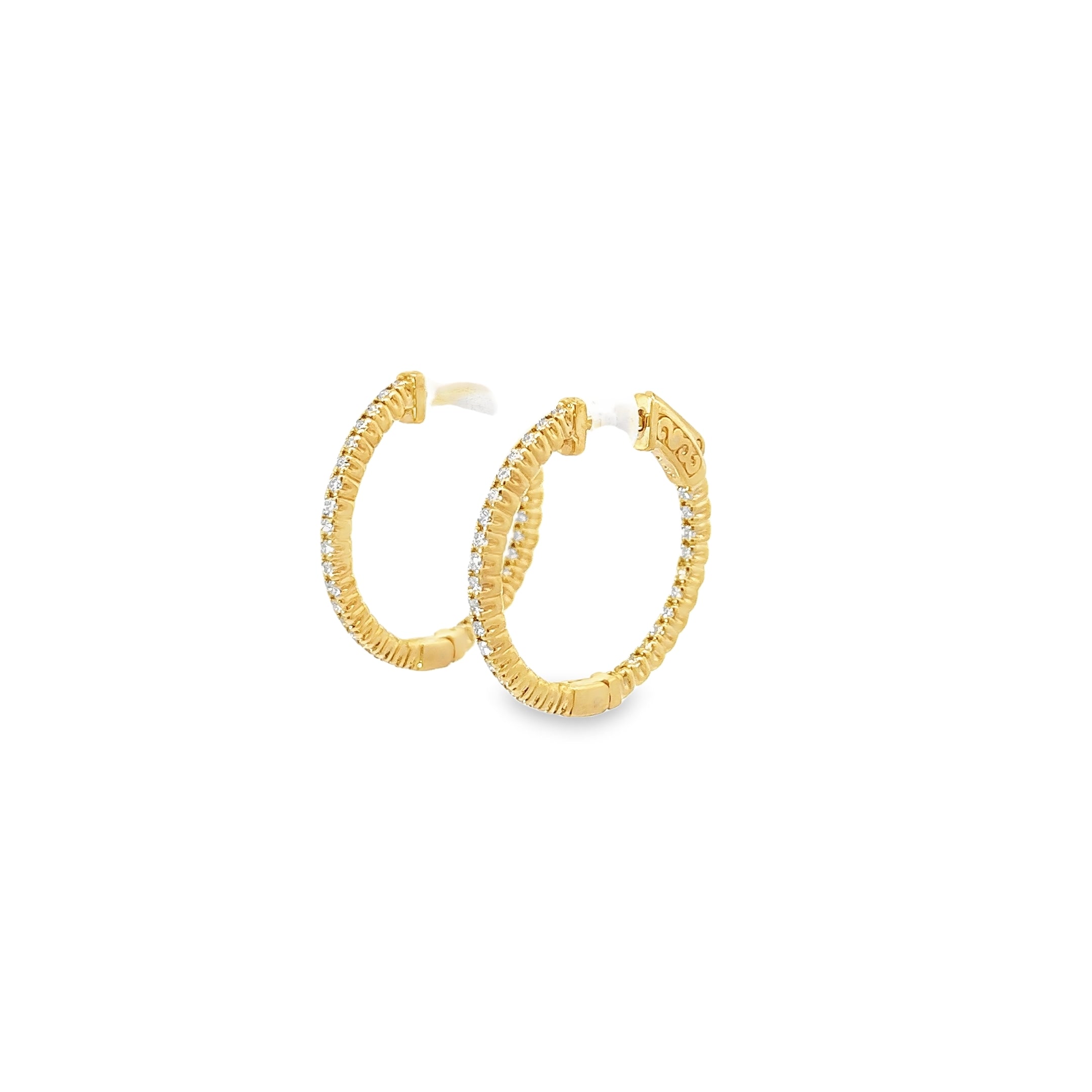 Ladies 14k gold Diamond Inside-outside hoop earrings
