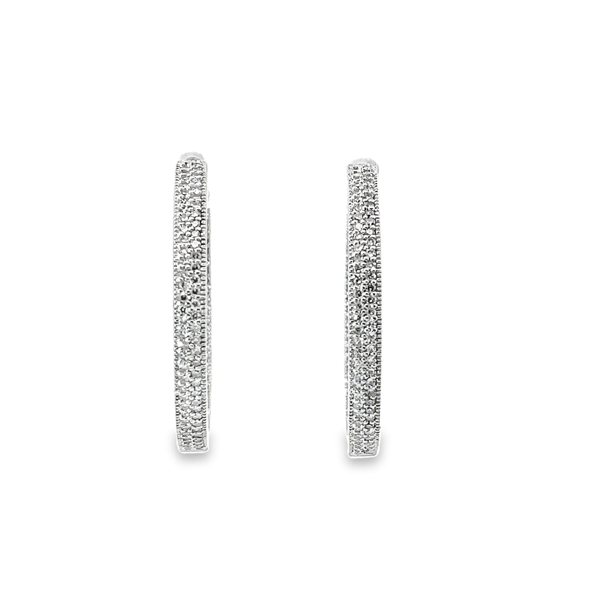 14k White Gold 2.17ct G SI1 Round Diamond Hoop Earrings