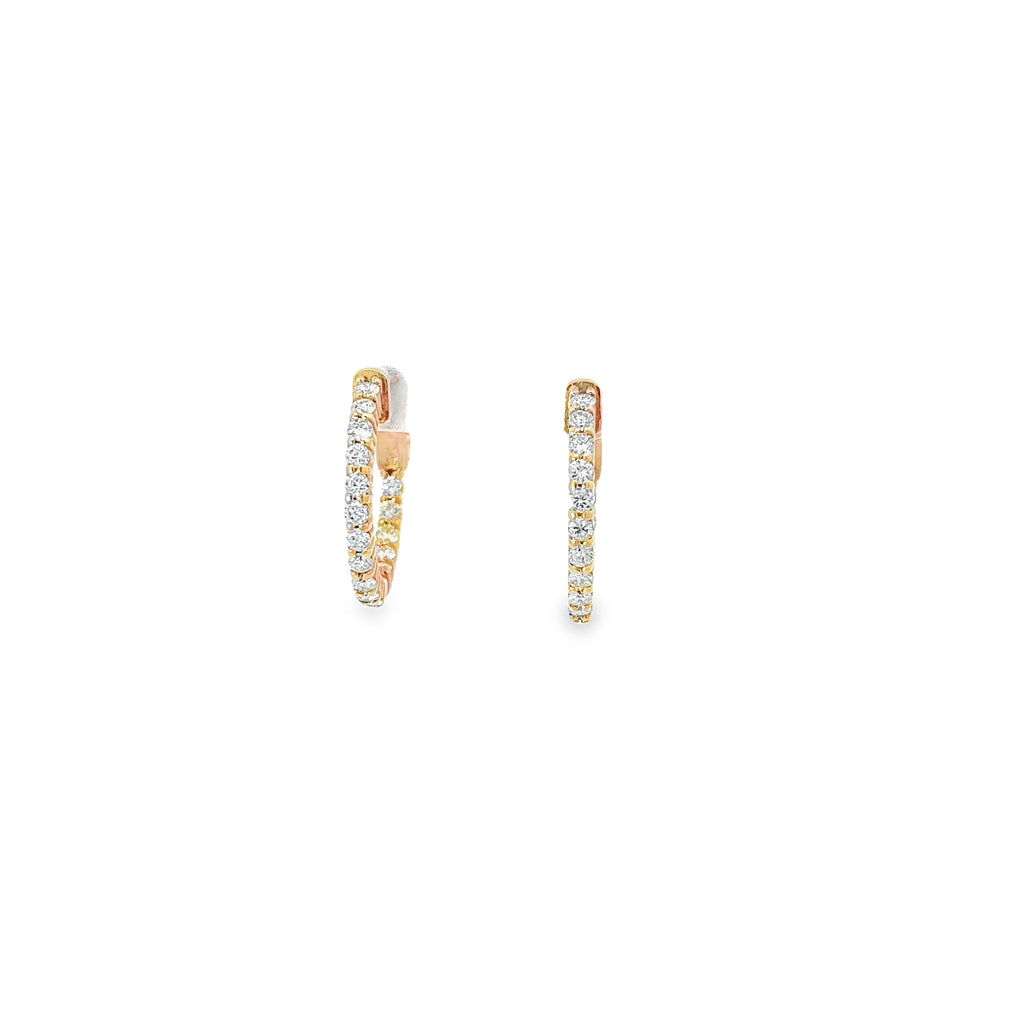 14k Rose Gold 1.10ct H VS2 Round Diamond Hoop Earrings