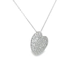 Ladies 18k White Gold Pave Diamond Heart necklace
