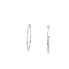 14K WHITE GOLD .38CT GVS2 DIAMOND HOOP EARRINGS