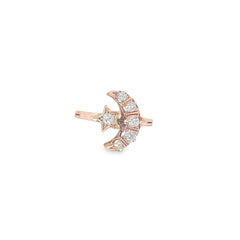 Ladies Vintage 14k rose gold Moon and star diamond ring