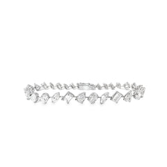 18K White Gold  10.68CT F G VS2 MULTIPLE OVAL, MARQUISE, EMERALD CUT AND PEAR SHAPE BRACELET