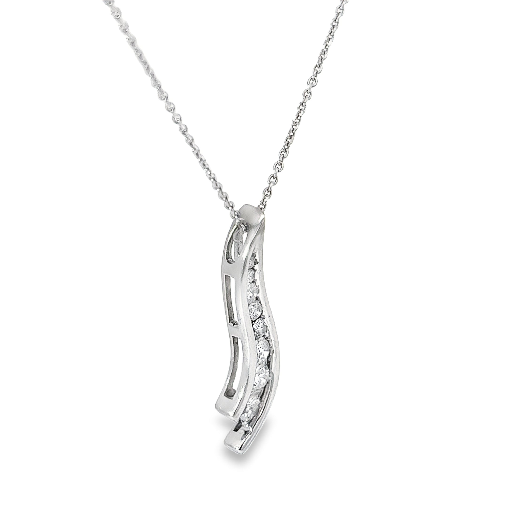 14k Rose Gold .50ct H SI2 Round Diamond Journey Necklace