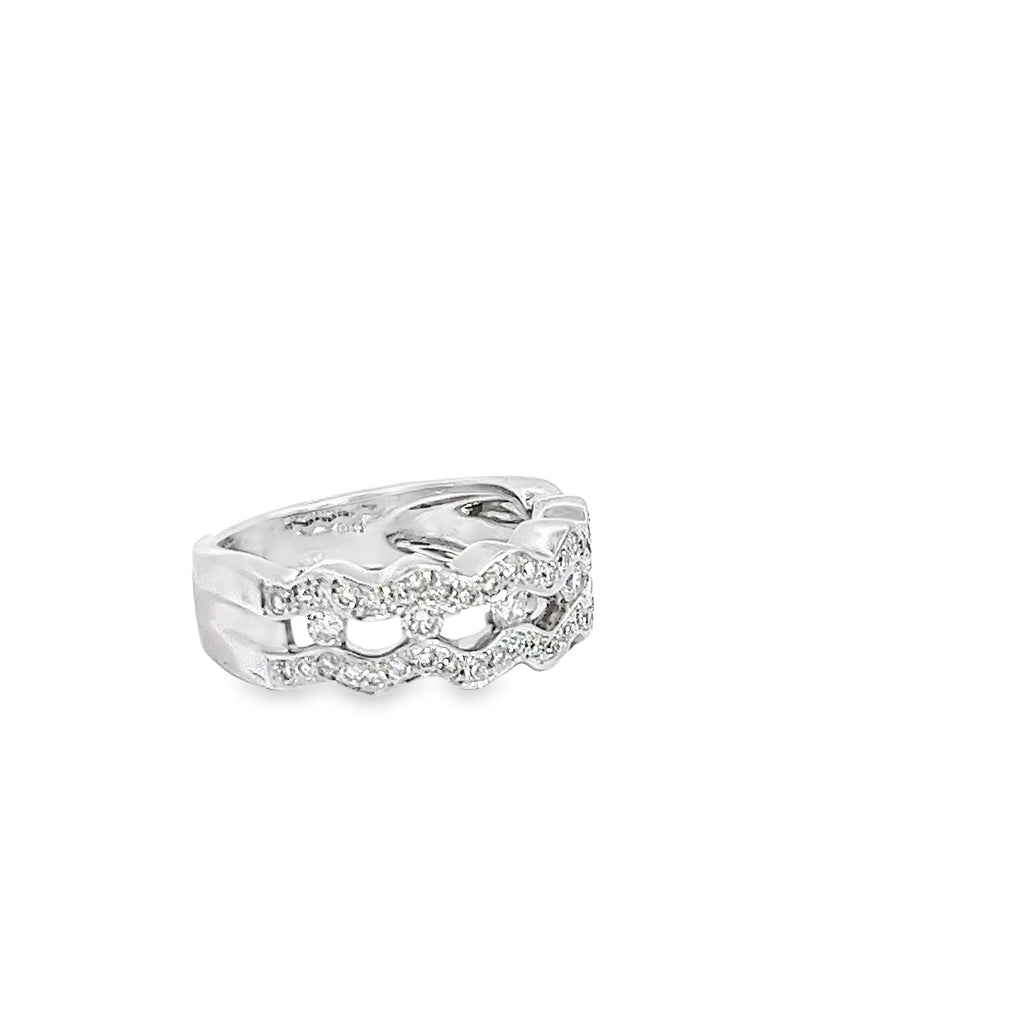 14k White Gold .65ct G SI1 Diamond Wave Ring