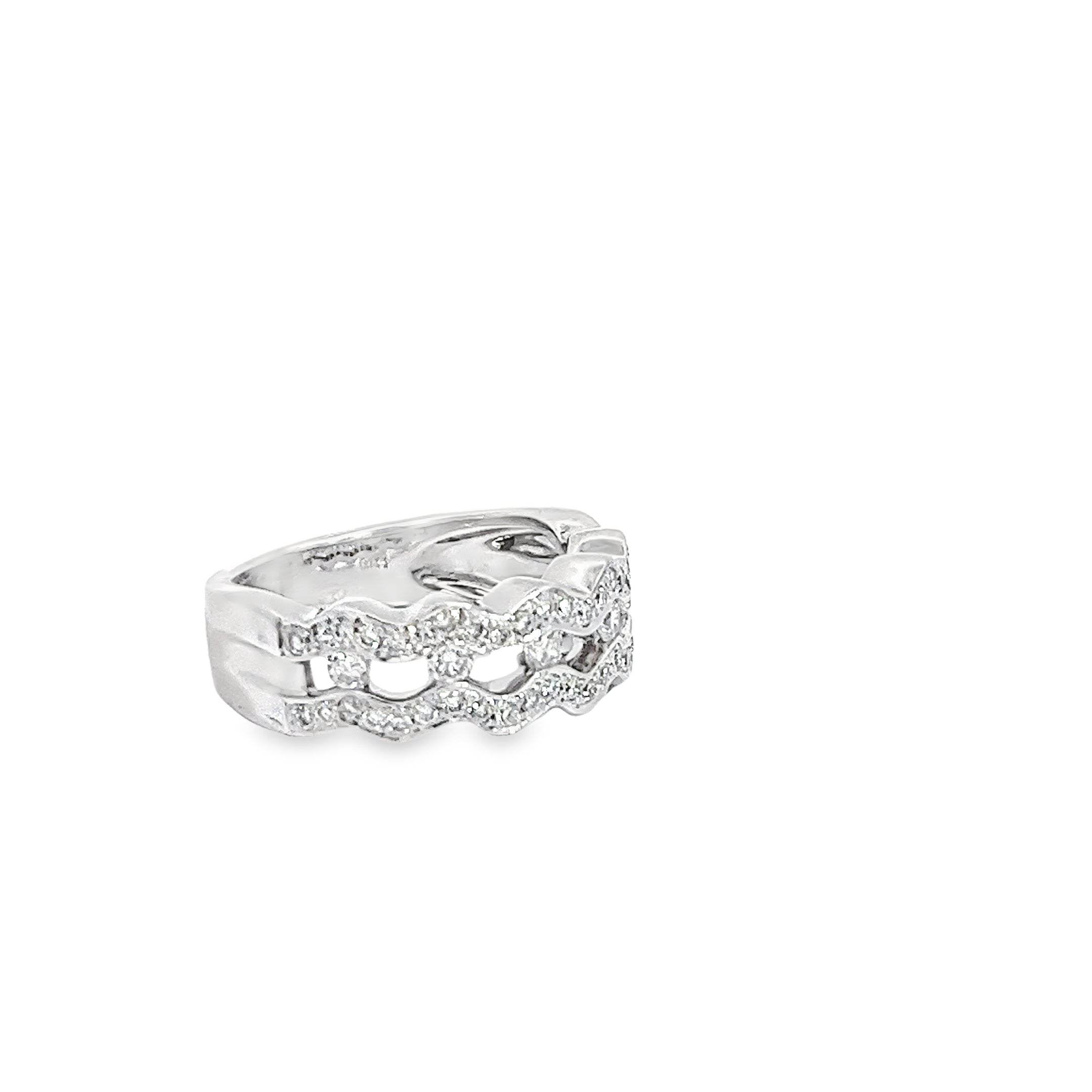 14k White Gold .65ct G SI1 Diamond Wave Ring