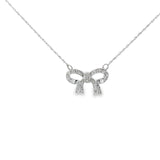 Ladies 14k white gold Diamond Ribbon Necklace