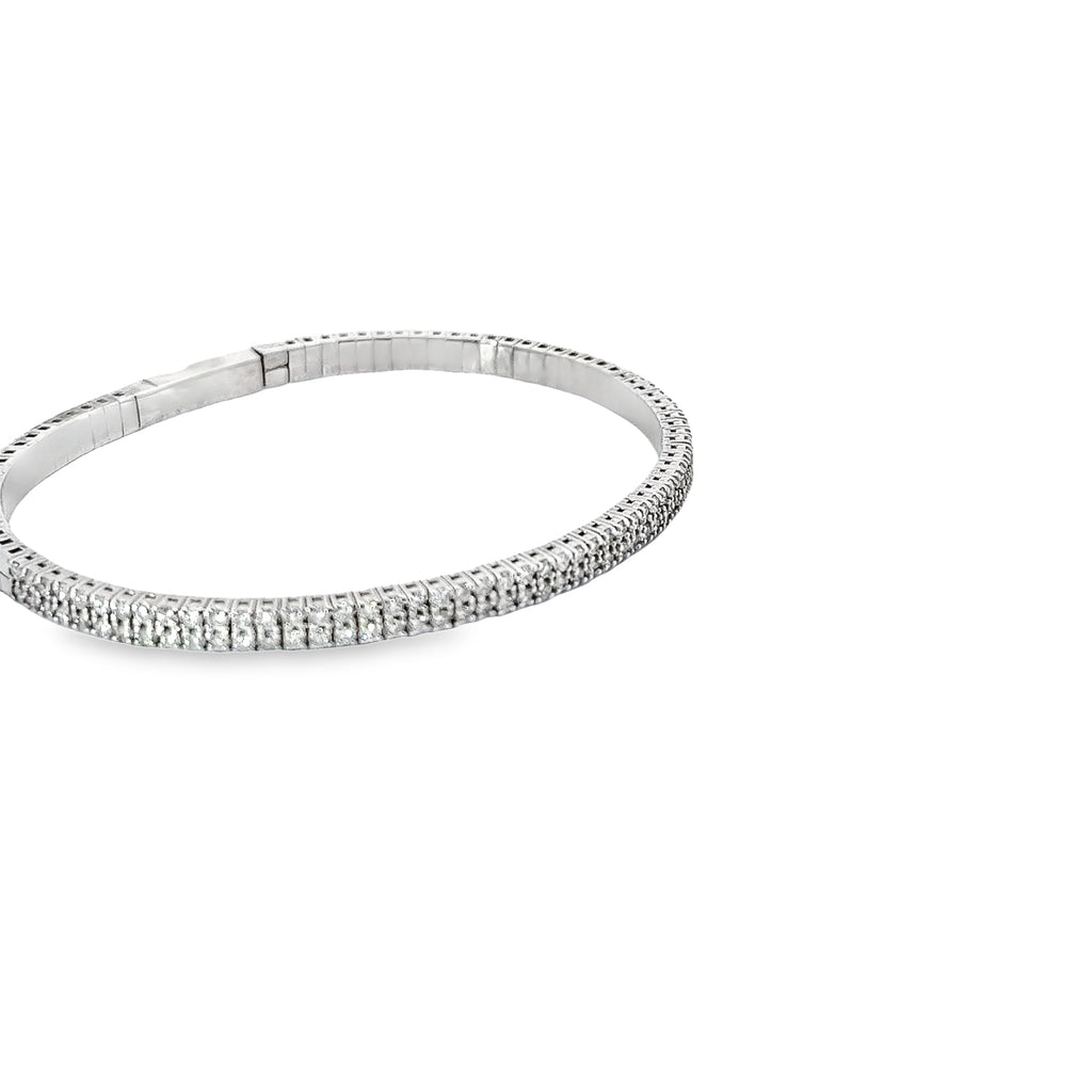 14k White Gold 2.00ct G SI1 Round Diamond Flex Bangle Bracelet