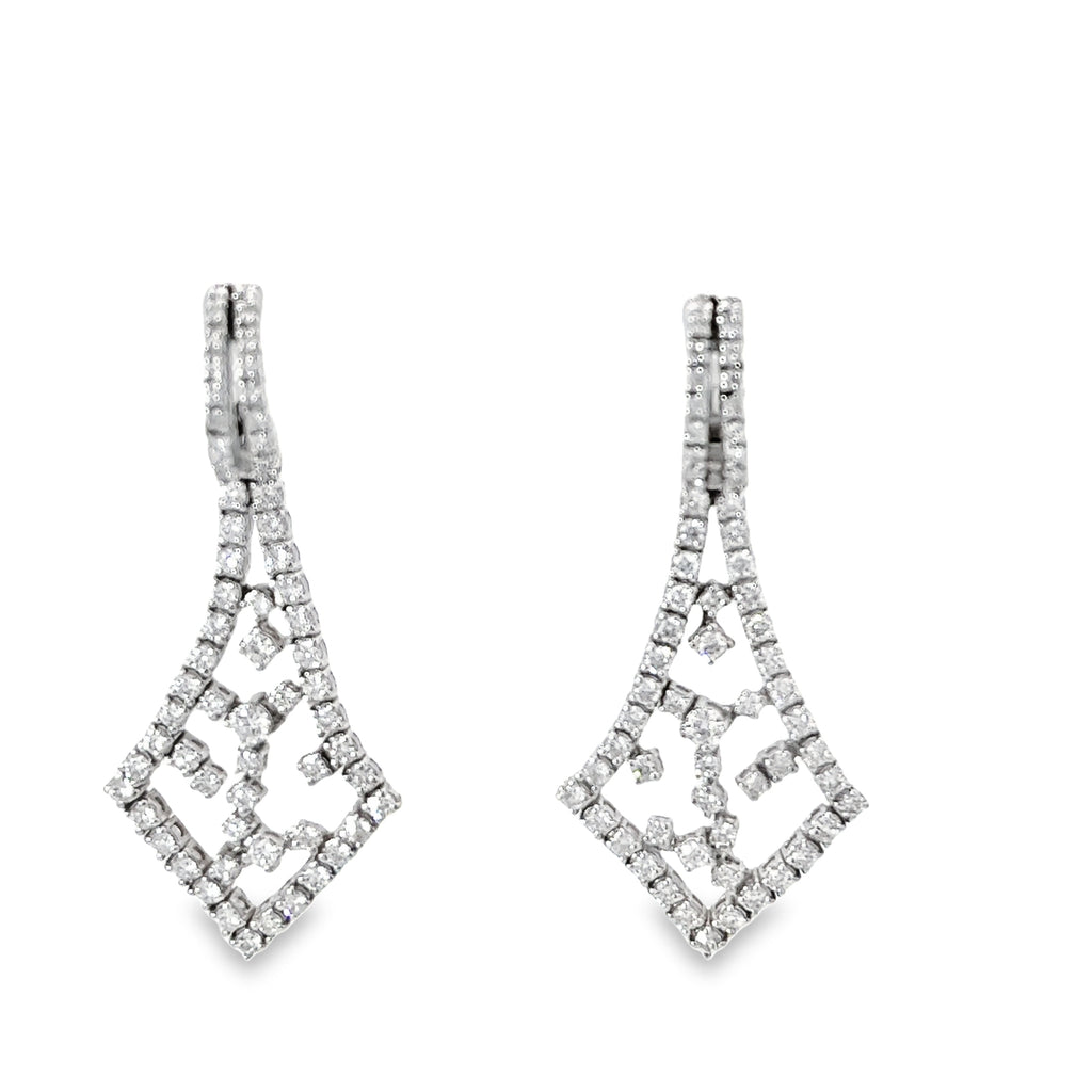 18k White Gold 3.55ct F VS2 Round Diamond Chandelier Earrings