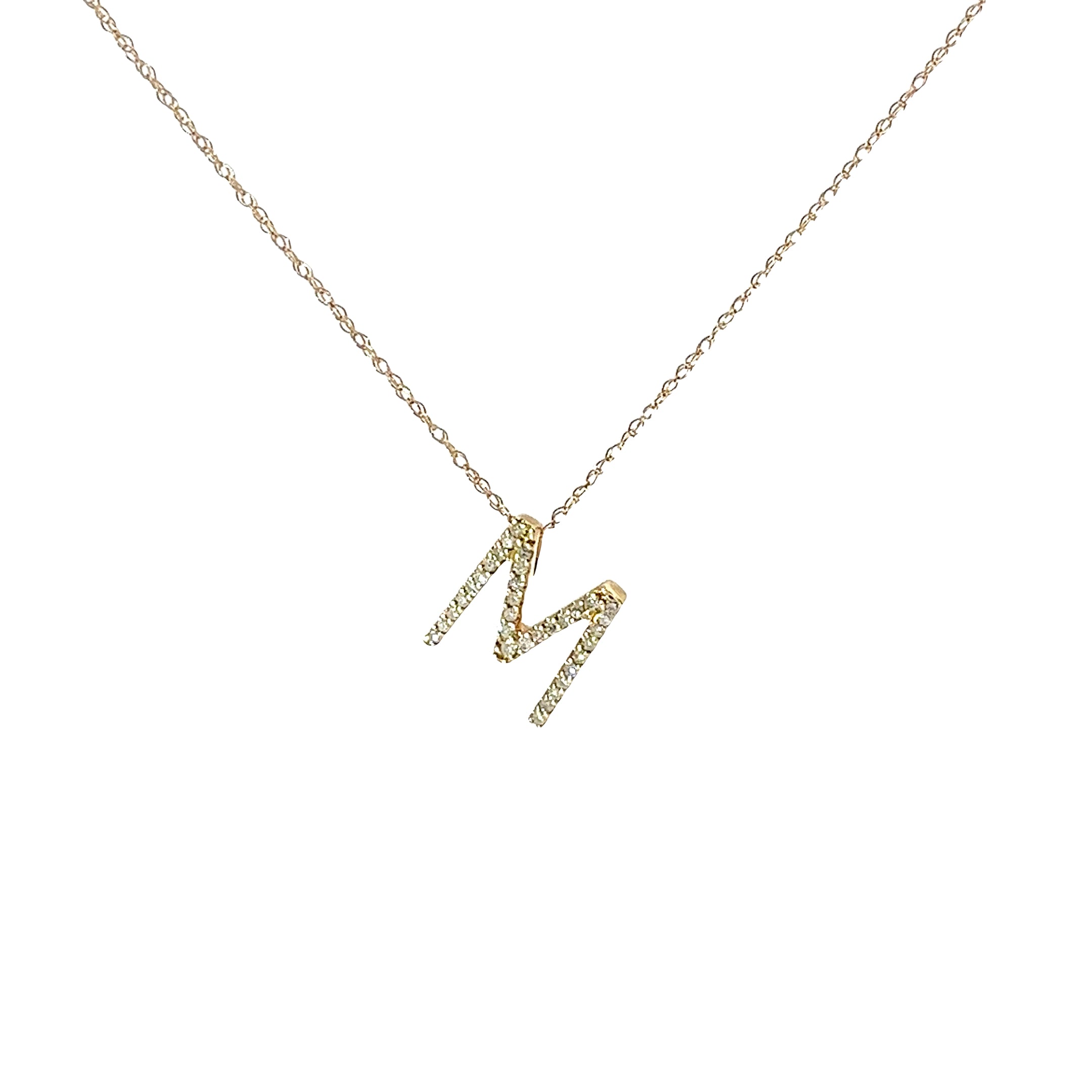 14k White Gold  .20ct G SI1 Diamond Initial Pendant