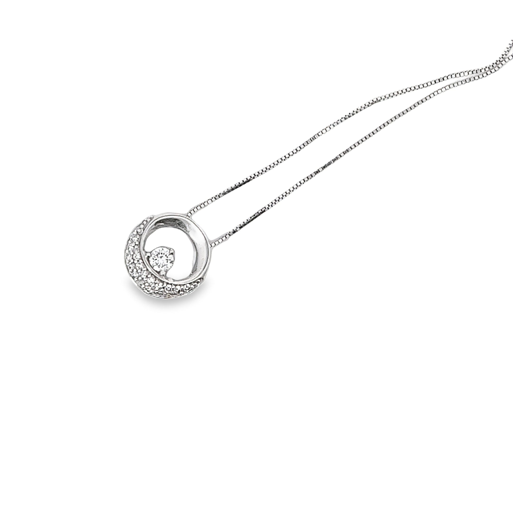 14k White Gold  .30ct F VS2 Diamond Floating Pendant